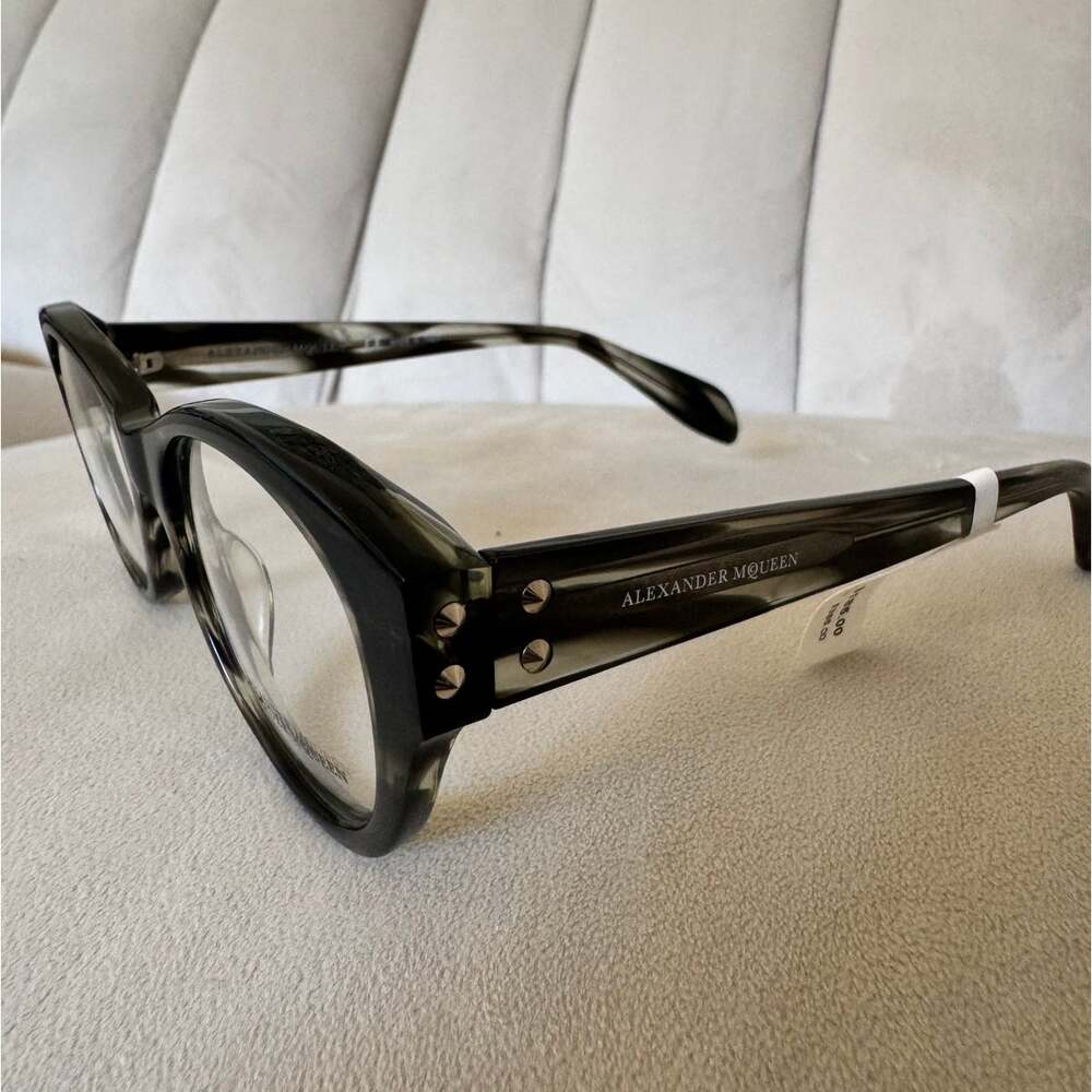 Alexander McQueen Eyeglasses Frames Gray Black Made in Italy